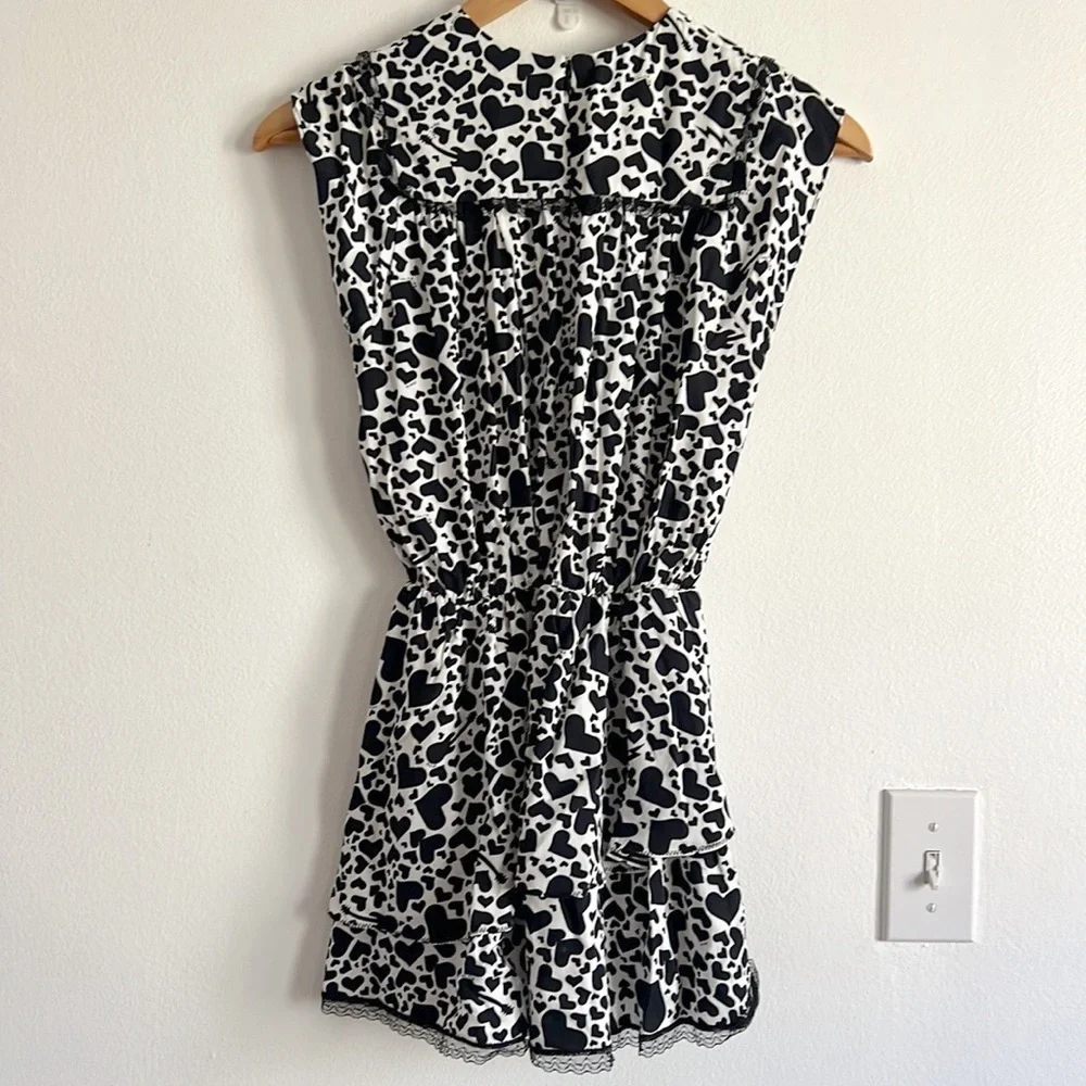 Zadig & Voltaire Freja Dress Heart Print Black White Tunic Girls NWOT